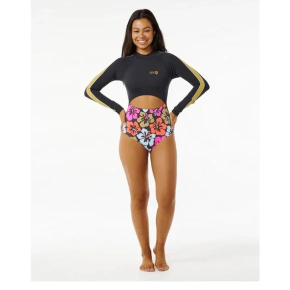 Rip Curl Hibiscus Heat Splice One Piece Surf Suit - Picture 3 of 13